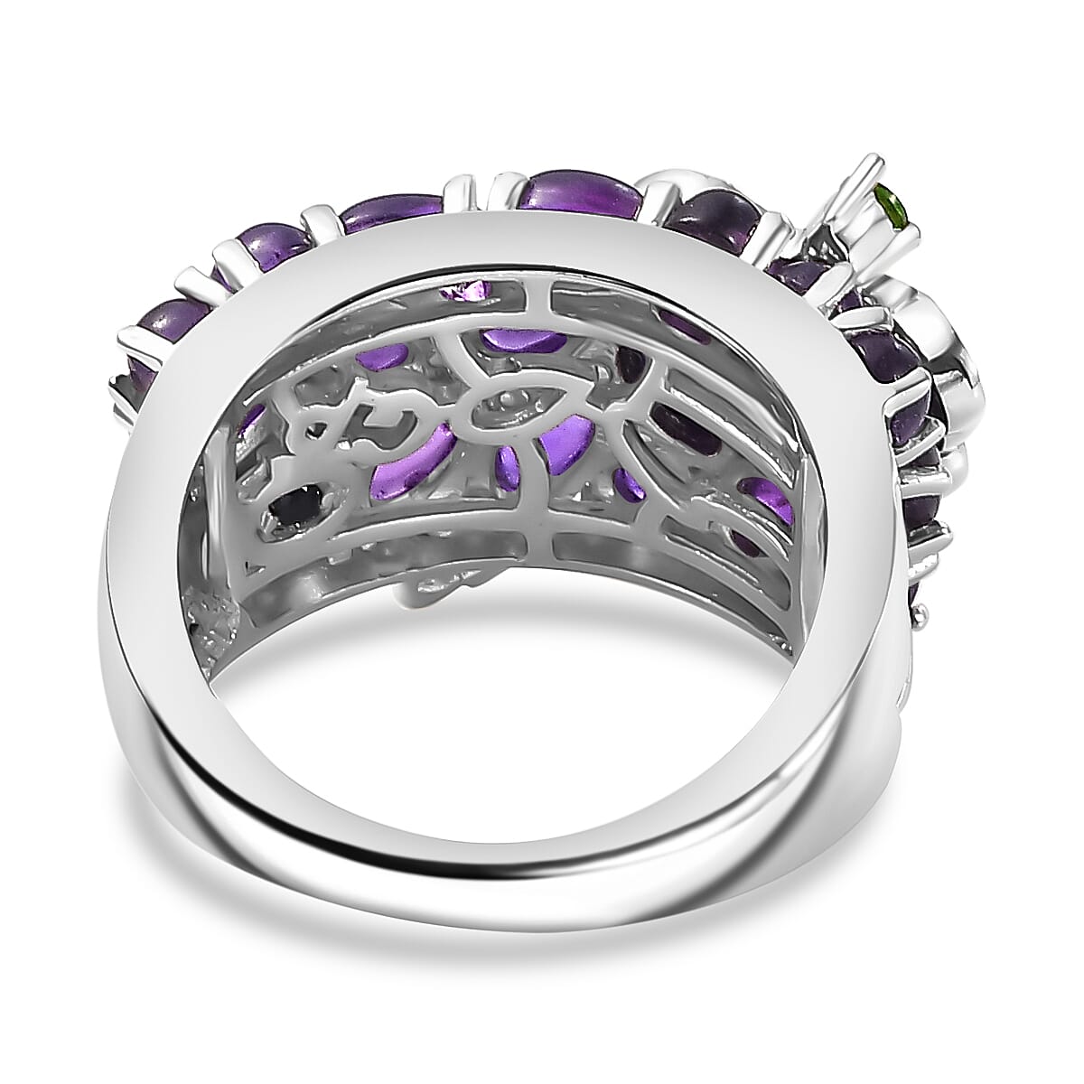 GP Italian Garden Collection - Amethsyt, Chrome Diopside & Zircon Libellula Ring in Rhodium Overlay & 18K Gold Vermeil Sterling Silver GP Italian Garden Collection - Amethsyt, Chrome Diopside & Zircon Libellula Ring in Rhodium Overlay & 18K Gold Vermeil Sterling Silver