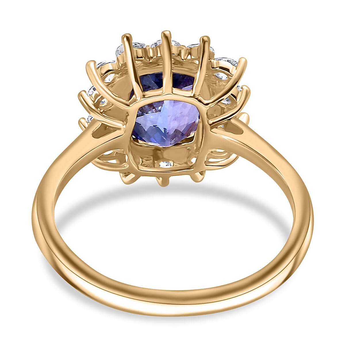 9K Yellow Gold AAA Tanzanite & Moissanite Ring 2.74 Ct. 9K Yellow Gold AAA Tanzanite & Moissanite Ring 2.74 Ct.