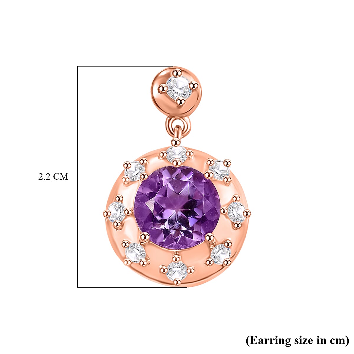 Bamboo Structure Inspired Natural Rose De Morocco Amethyst & White Zircon Dangling Earring in 18K Vermeil Rose Gold Plated Sterling Silver 4.70 Ct.