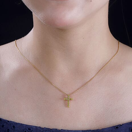 9K Yellow Gold SGL Certified Natural Yellow Diamond Cross Pendant 0.50 Ct