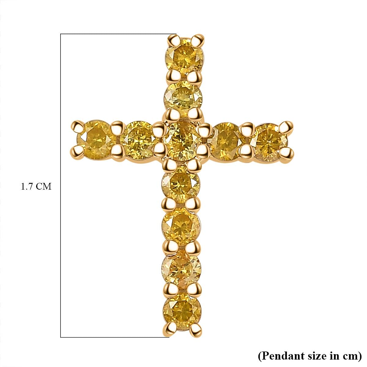 9K Yellow Gold SGL Certified Natural Yellow Diamond Cross Pendant 0.50 Ct