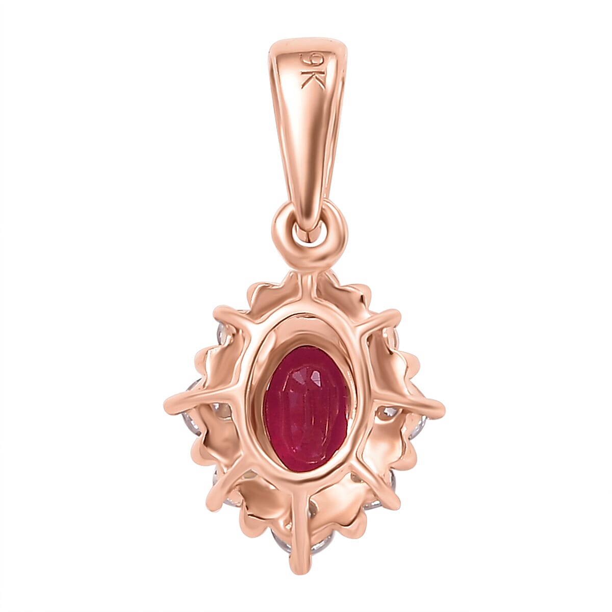 9K Rose Gold Ruby, Moissanite Pendant 9K Rose Gold Ruby, Moissanite Pendant
