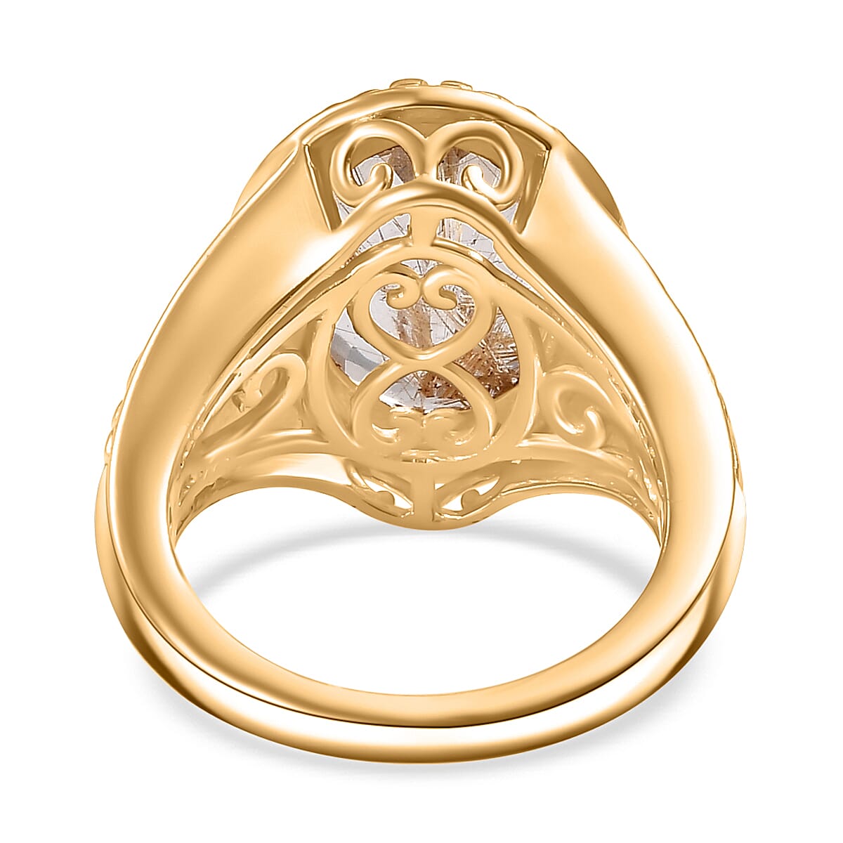 Natural Golden Rutilated Quartz Vintage Ring  Ct 5.34