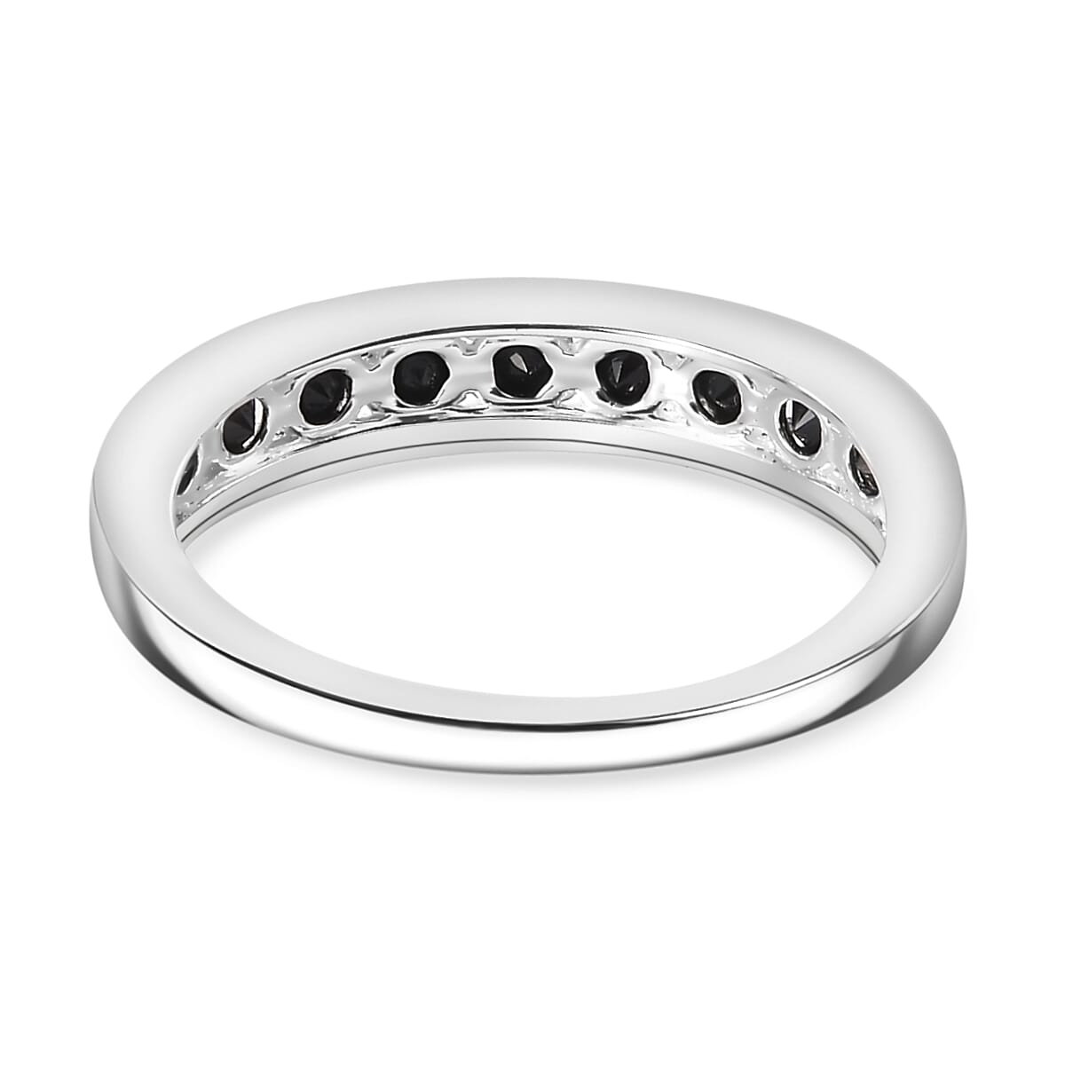 Black Spinel Half Eternity Band Ring in Sterling Silver