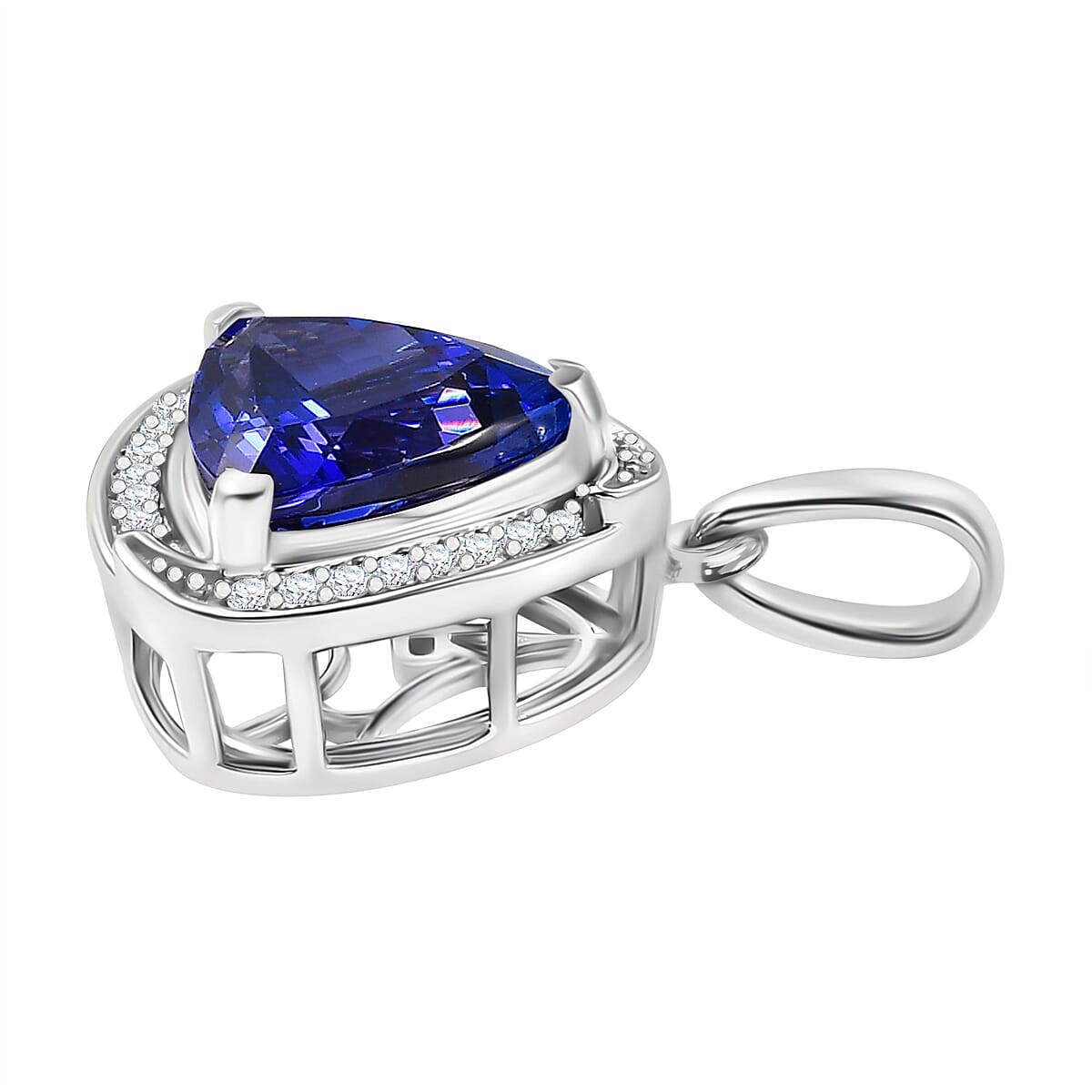RHAPSODY 950 Platinum AAAA Tanzanite & Diamond VS-EF    Pendant 6.19 ct,  Platinum Wt. 7 Gms.