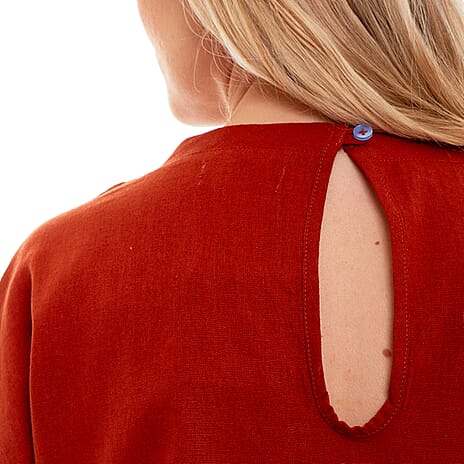 Charlotte West Ladies Linen Boat Neck Top (Size 14) - Tan