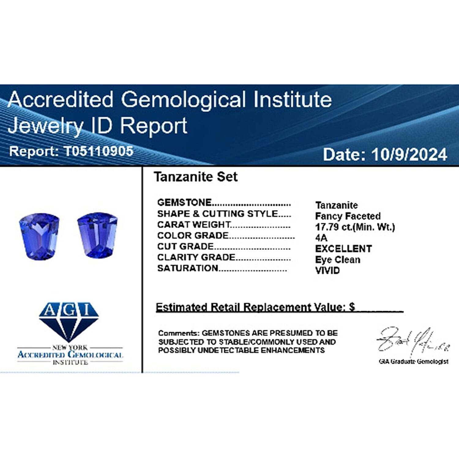 Tanzanite Fancy 15x11.5 mm