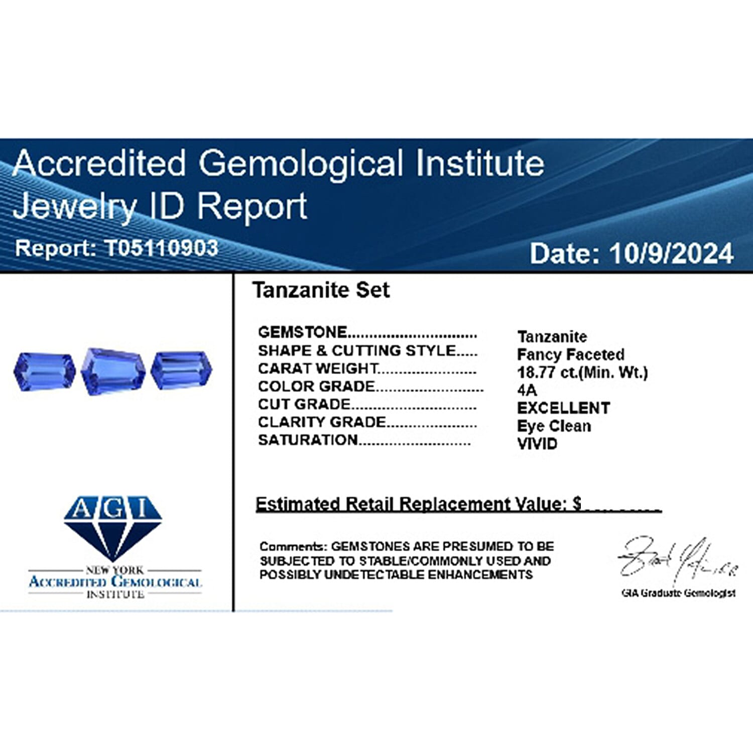 Tanzanite Fancy Size Varies