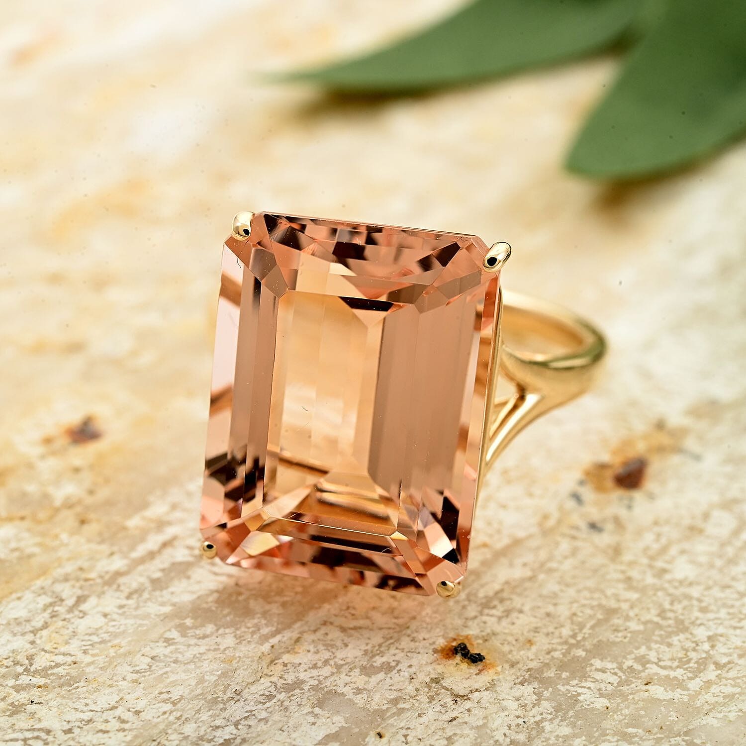 10K Rose Gold AAA Morganite Ring 10.50 Ct.