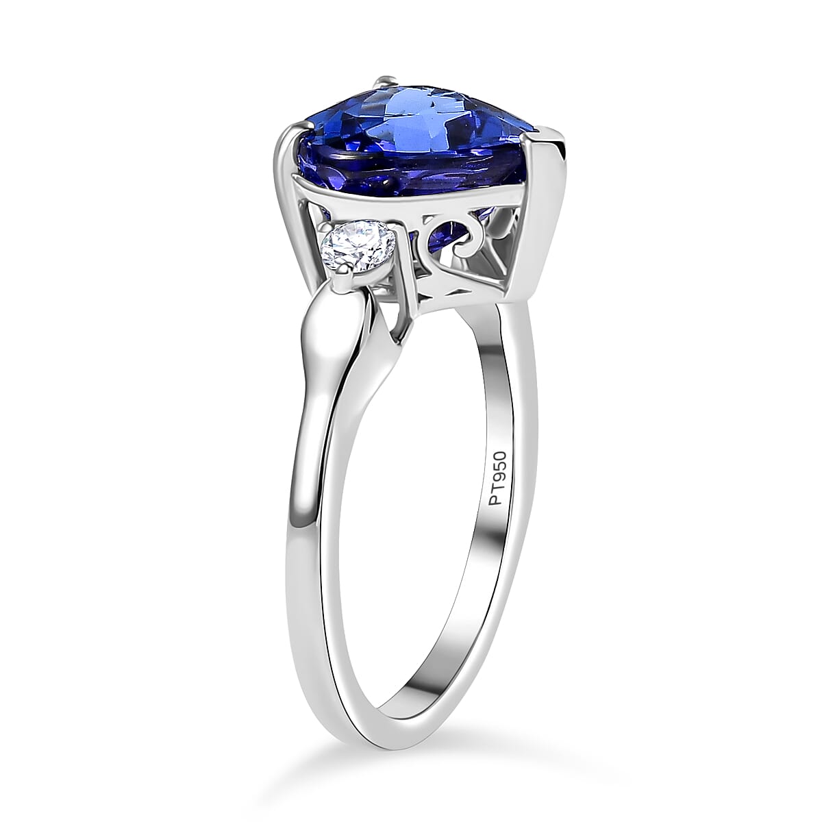 RHAPSODY 950 Platinum  AAAA  Tanzanite  White Diamond  EF, VS Solitaire Ring 5.68 ct,  Platinum Wt. 6.04 Gms