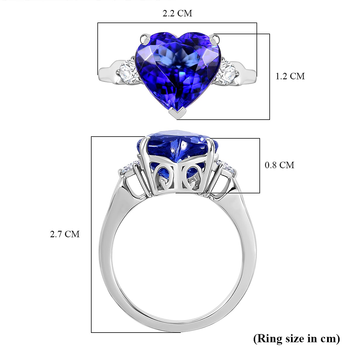RHAPSODY 950 Platinum  AAAA  Tanzanite  White Diamond  EF, VS Solitaire Ring 5.68 ct,  Platinum Wt. 6.04 Gms