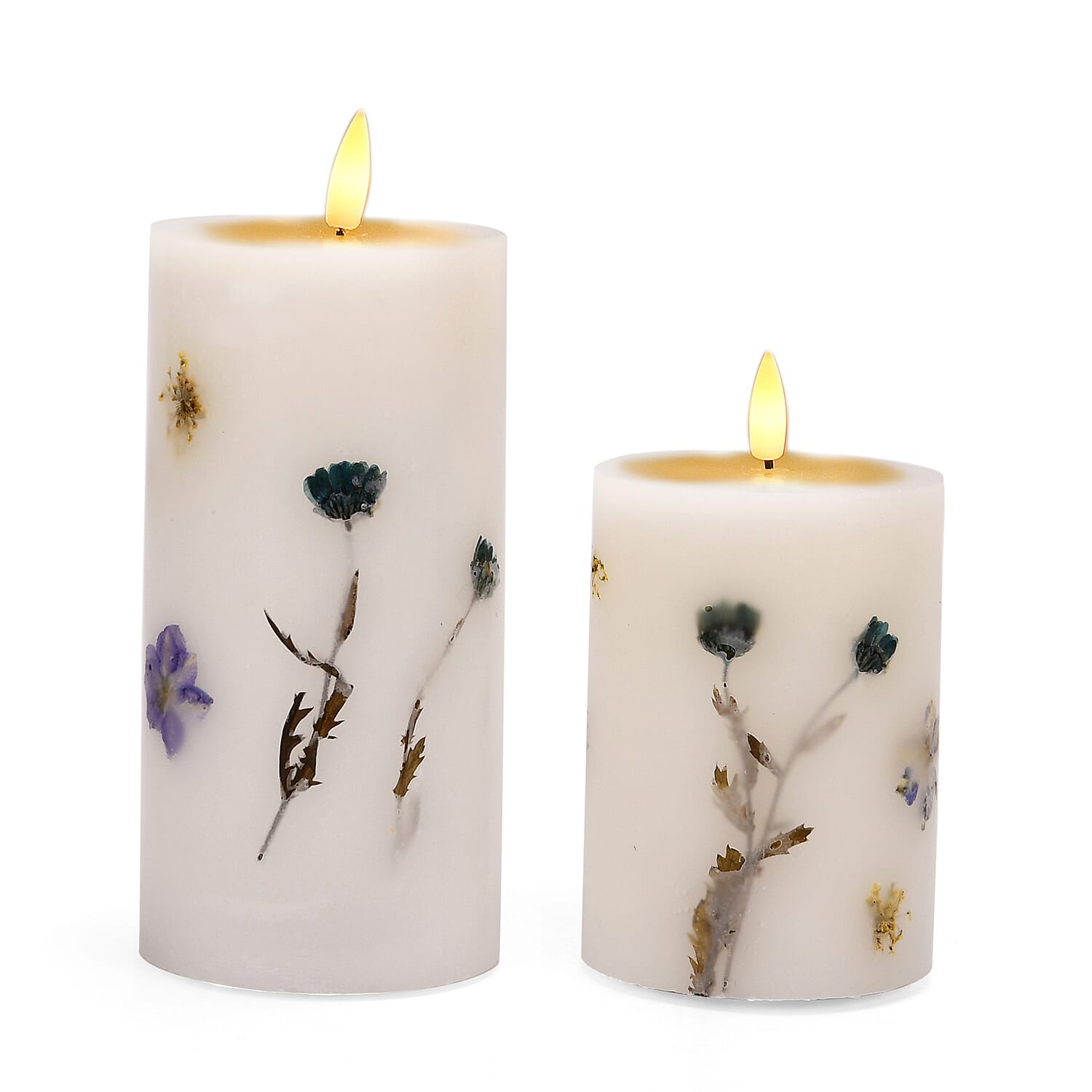 Set of 2 LED Wax Candle Lights Embedded with Dry Flower (2AA Battery not inc.) - Blue Set of 2 LED Wax Candle Lights Embedded with Dry Flower (2AA Battery not inc.) - Blue