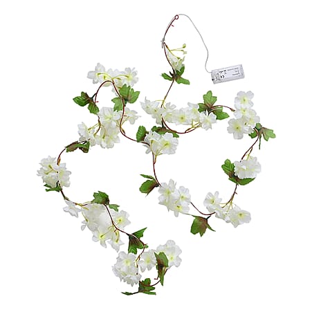 Artificial Cherry Blossom Vine with 20 LED Fairy Lights (2AAA Battery not Incl.) (Size 200cm) - White & Pink