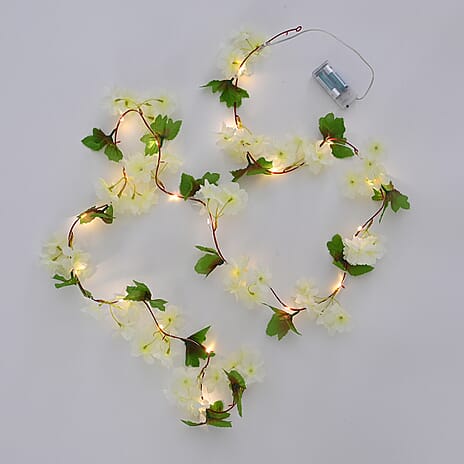 Artificial Cherry Blossom Vine with 20 LED Fairy Lights (2AAA Battery not Incl.) (Size 200cm) - White & Pink