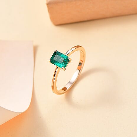 9K Yellow Gold AAA Gemfields Zambian Emerald Ring 1.02 ct