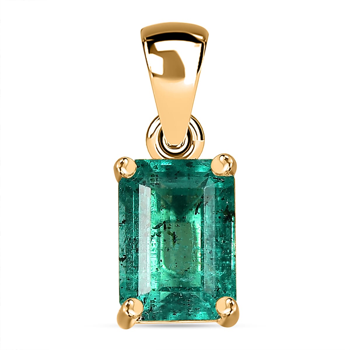 9K Yellow Gold AAA Emerald Pendant