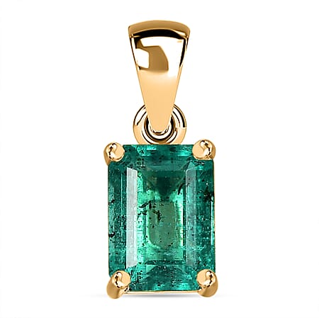 9K Yellow Gold AAA Emerald Pendant