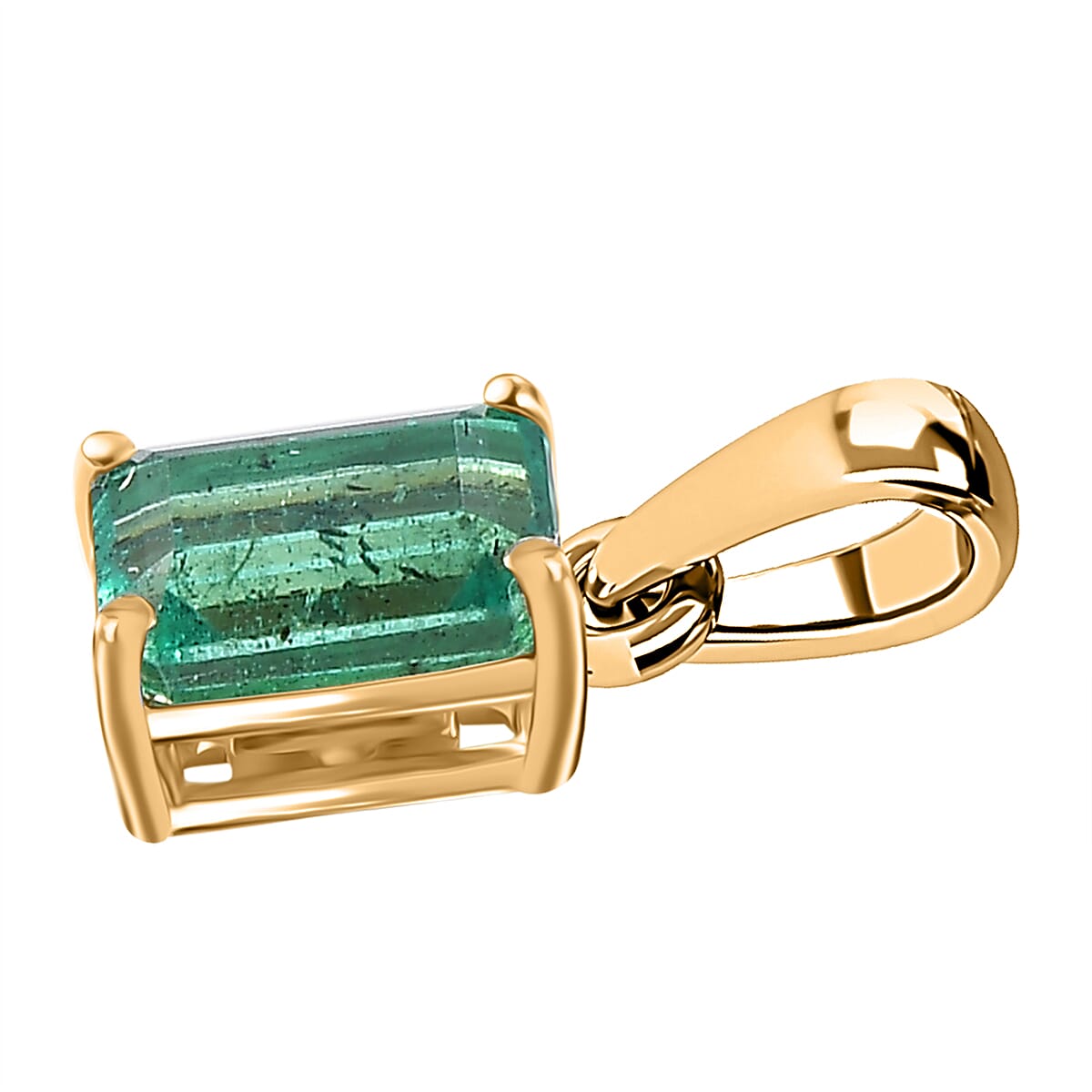 9K Yellow Gold AAA Emerald Pendant