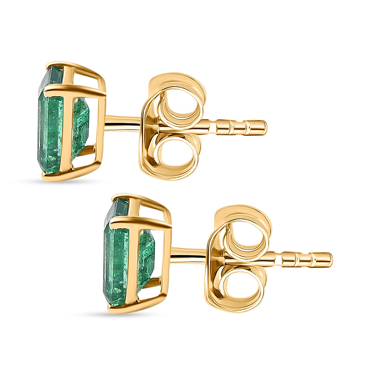 9K Yellow Gold AAA Emerald Earring With Push Back 1.98 ct,
