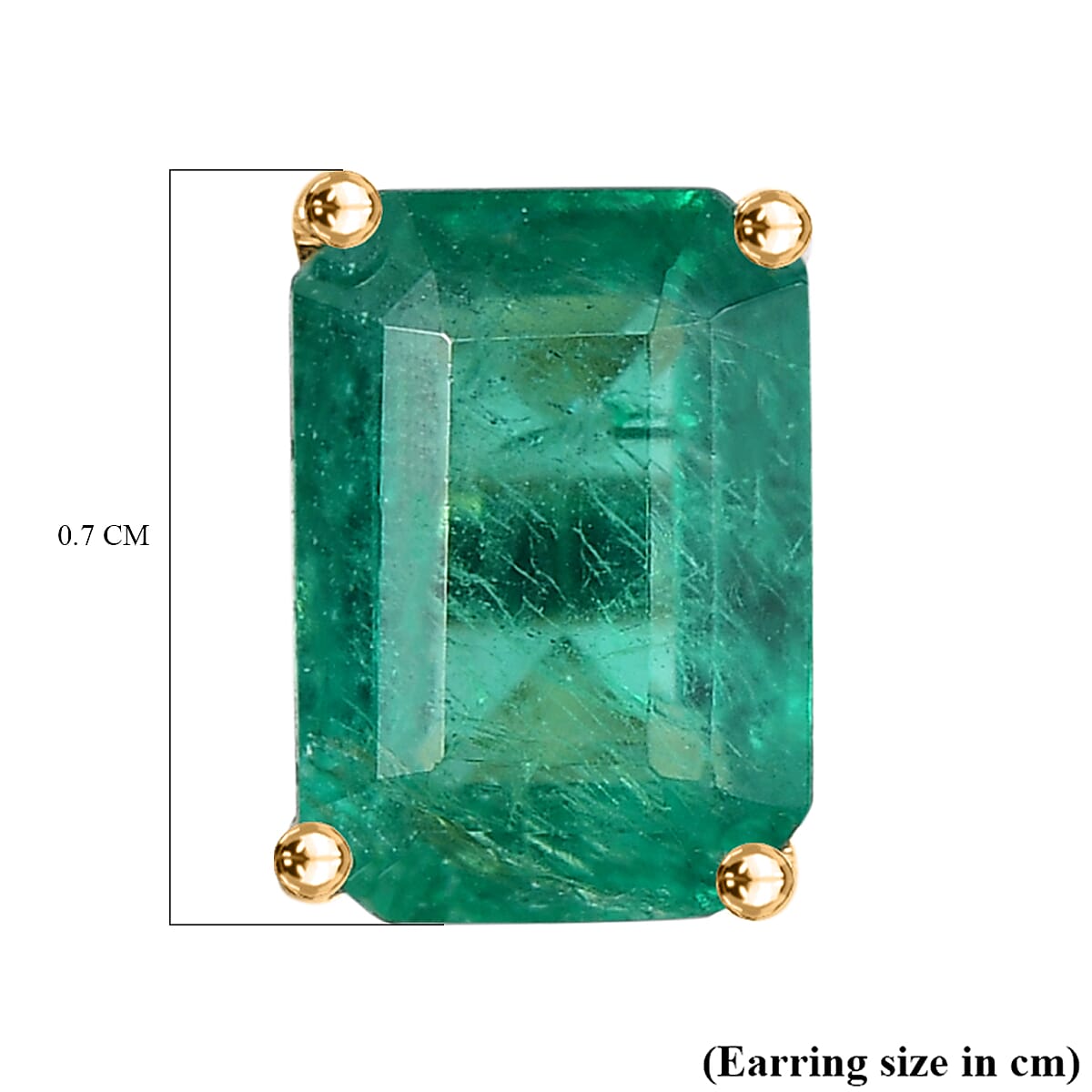 9K Yellow Gold AAA Emerald Earring With Push Back 1.98 ct,