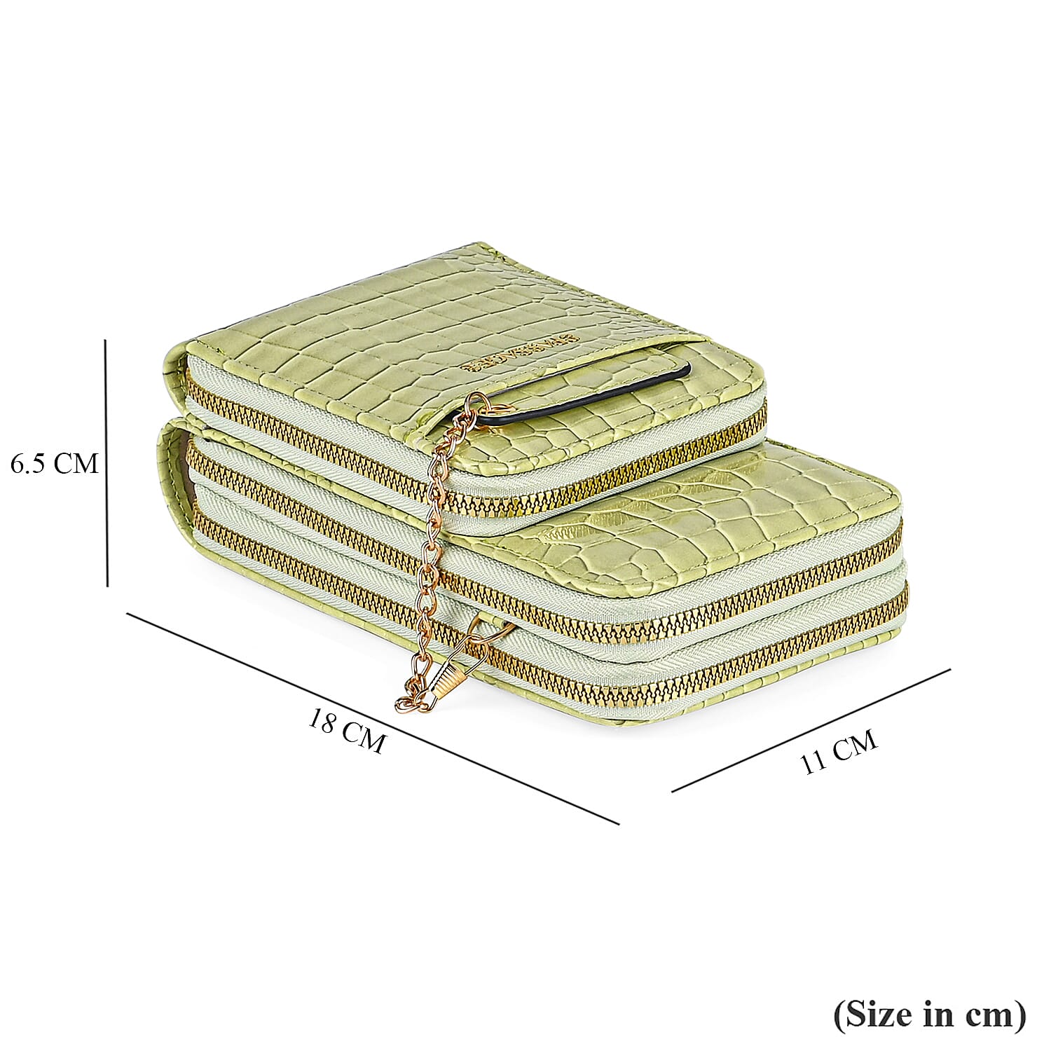 Passage Embossed Crocodile Pattern Crossbody Bag with Card Slot & Shoulder Strap - Pistachio