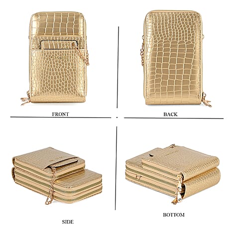 Passage PU Embossed Crossbody Bag (Size 18x6x11 in) - Beige - Grey