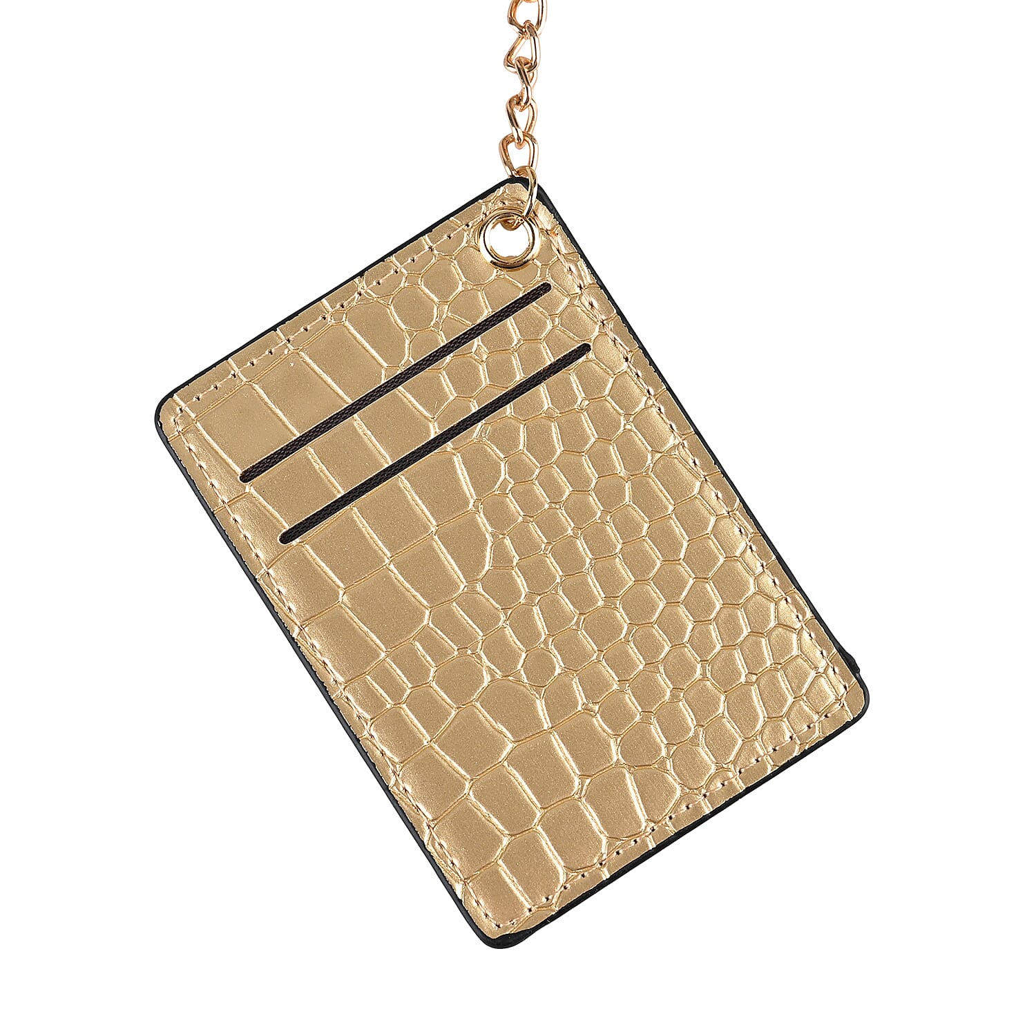 Passage Embossed Crocodile Pattern Crossbody Bag with Card Slot & Shoulder Strap - Gold