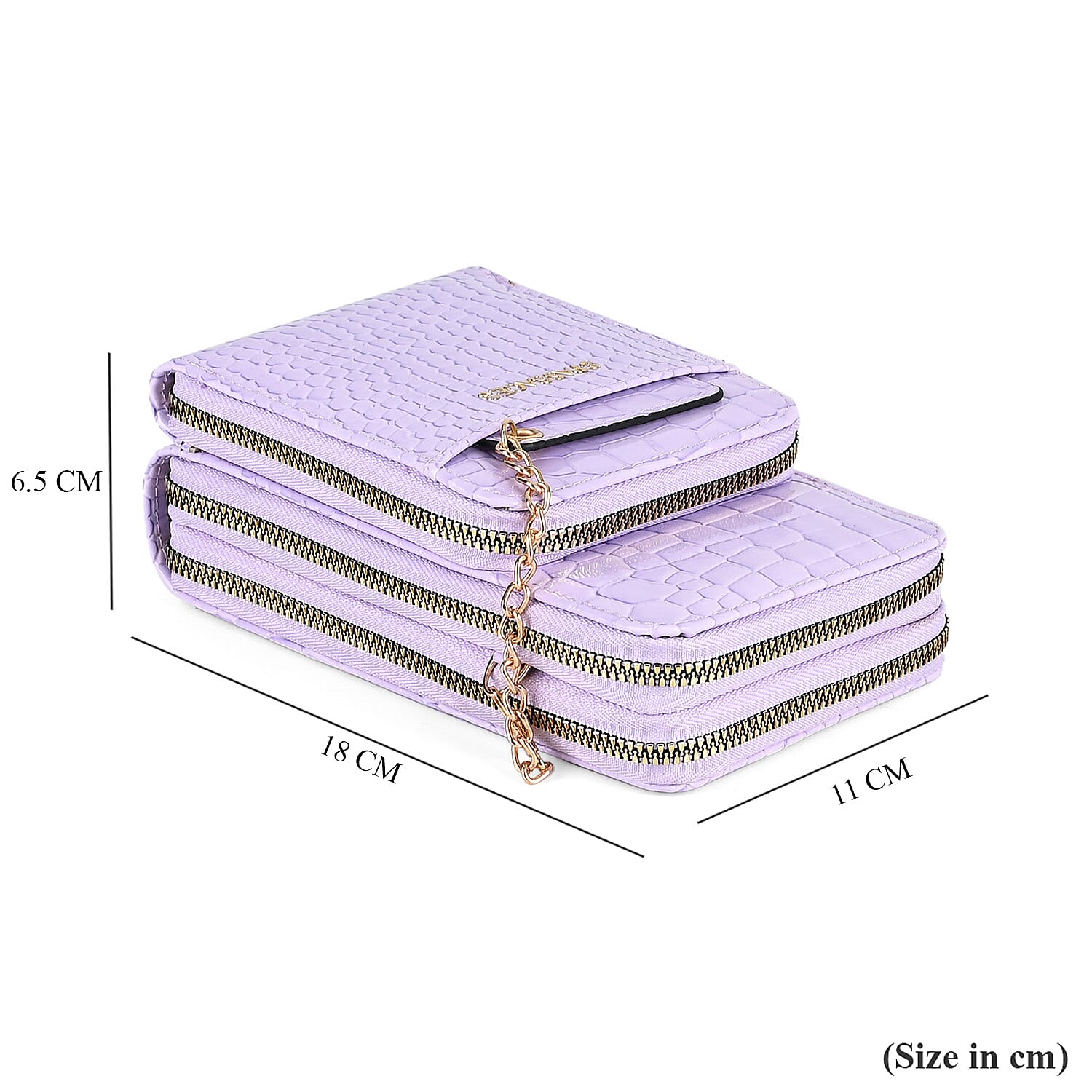 Passage Embossed Crocodile Pattern Crossbody Bag with Card Slot & Shoulder Strap - Lavender Passage Embossed Crocodile Pattern Crossbody Bag with Card Slot & Shoulder Strap - Lavender
