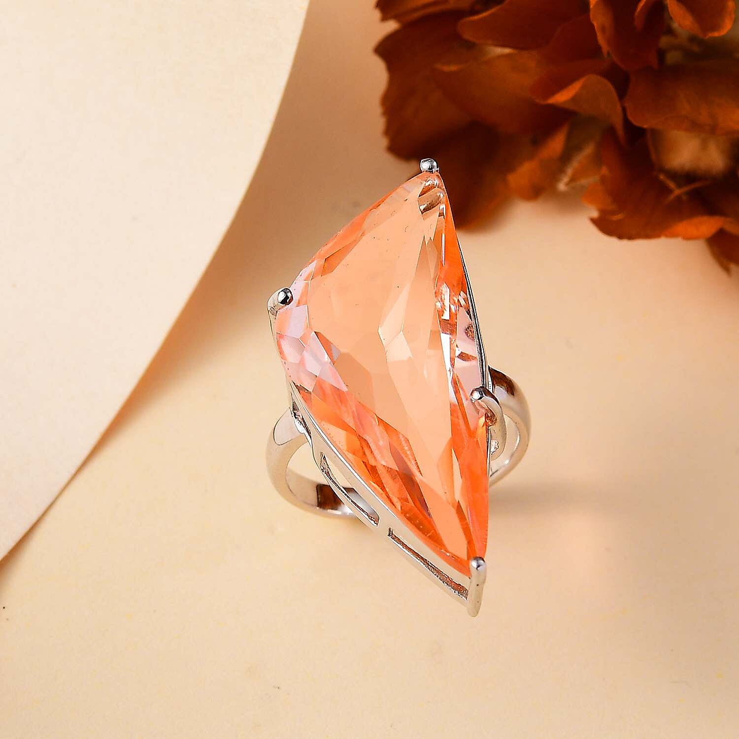 JCK Vegas Find- MorganiteTriplet Quartz Rare Fancy Cut Ring With Pure Brass Coating 18.33 Ct.