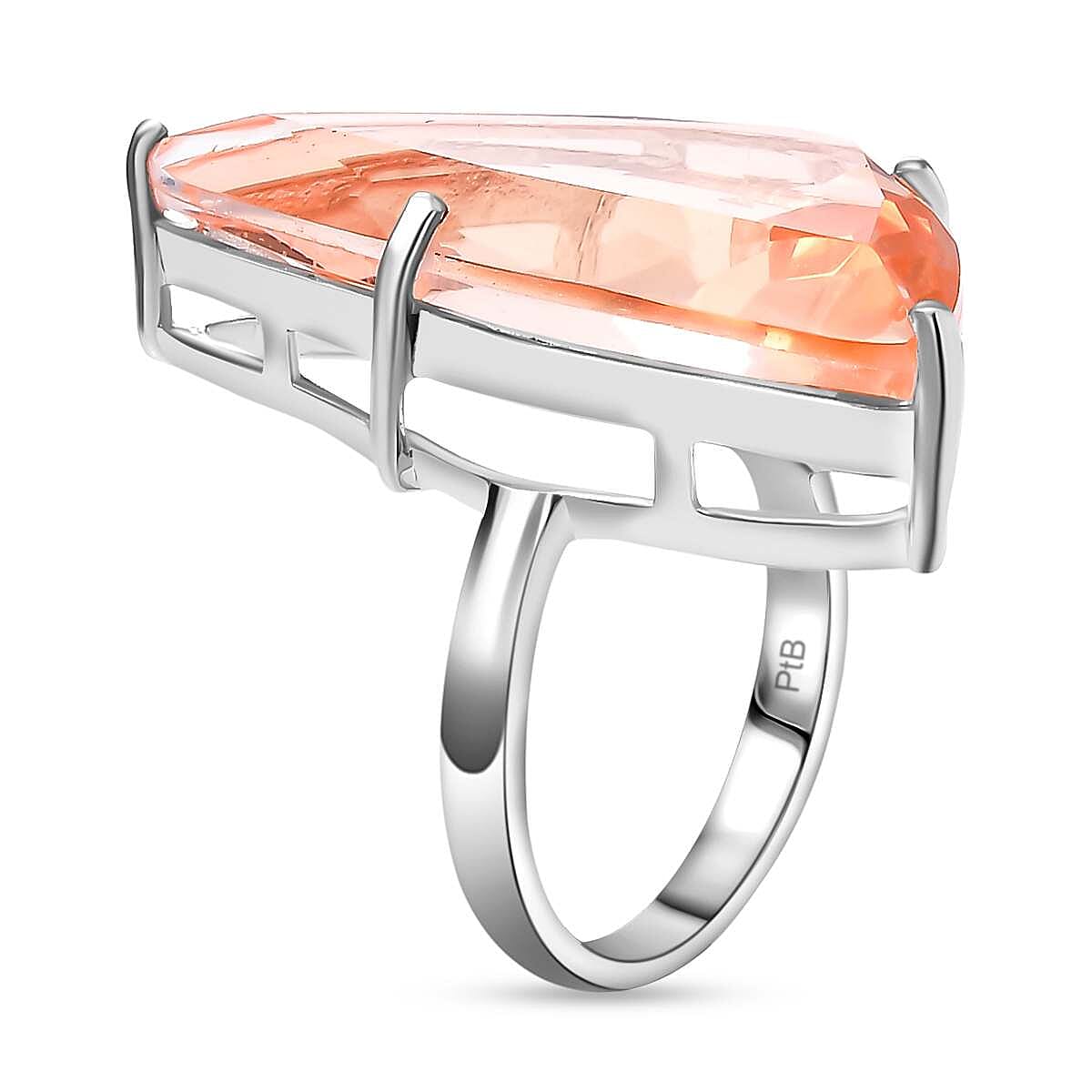 JCK Vegas Find- MorganiteTriplet Quartz Rare Fancy Cut Ring With Pure Brass Coating 18.33 Ct.