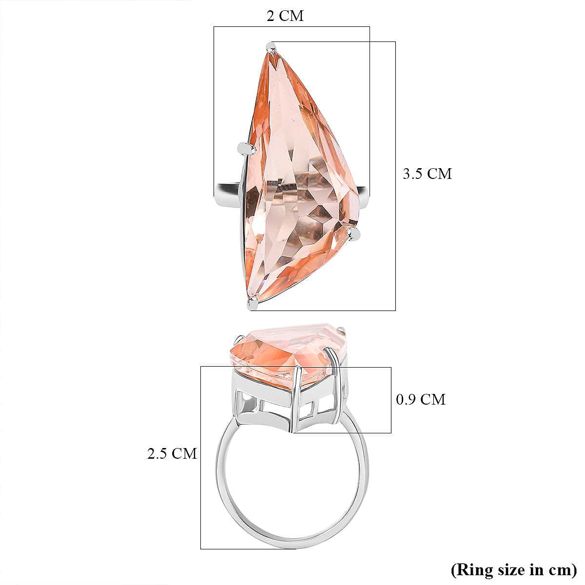 JCK Vegas Find- MorganiteTriplet Quartz Rare Fancy Cut Ring With Pure Brass Coating 18.33 Ct.