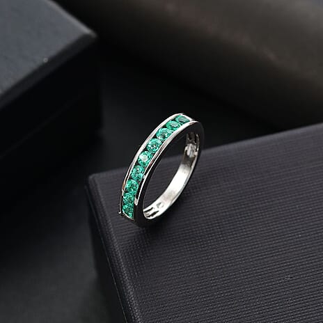 Extreme Rare Find - Rhapsody 950 Platinum AAAA Muzo Colombian Emerald Band Ring  Platinum Wt. 6.04 Gms.