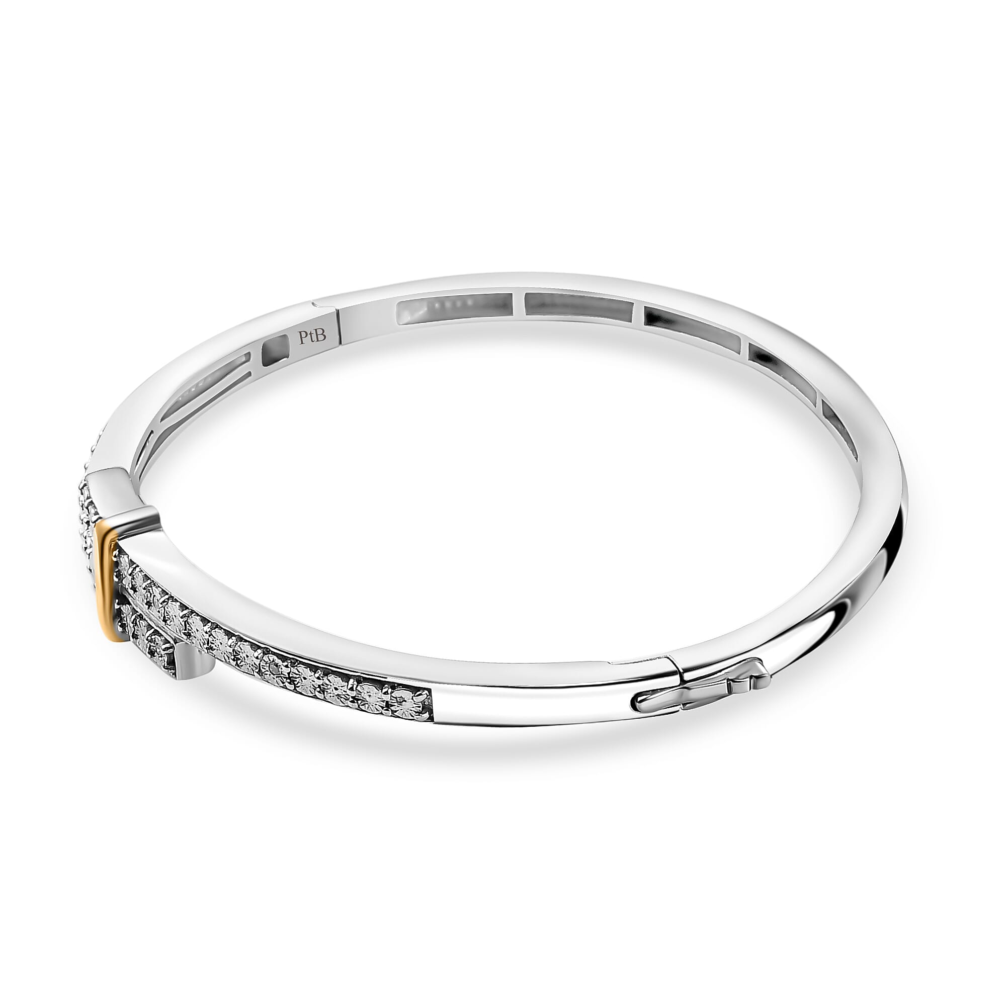 Designer Close Out - Natural White Diamond Bangle (Size - 7.5) in Two Tone