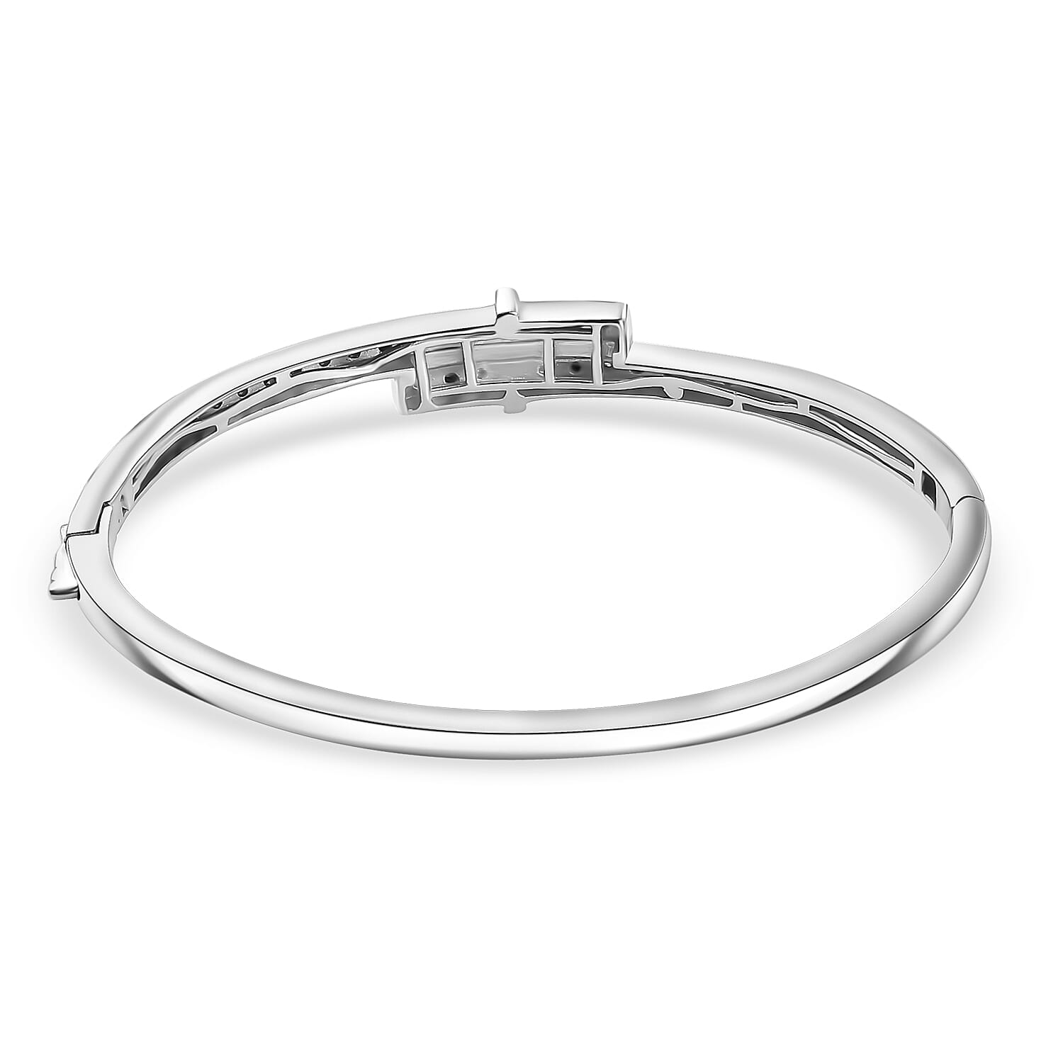 Designer Close Out - Natural White Diamond Bangle (Size - 7.5) in Two Tone