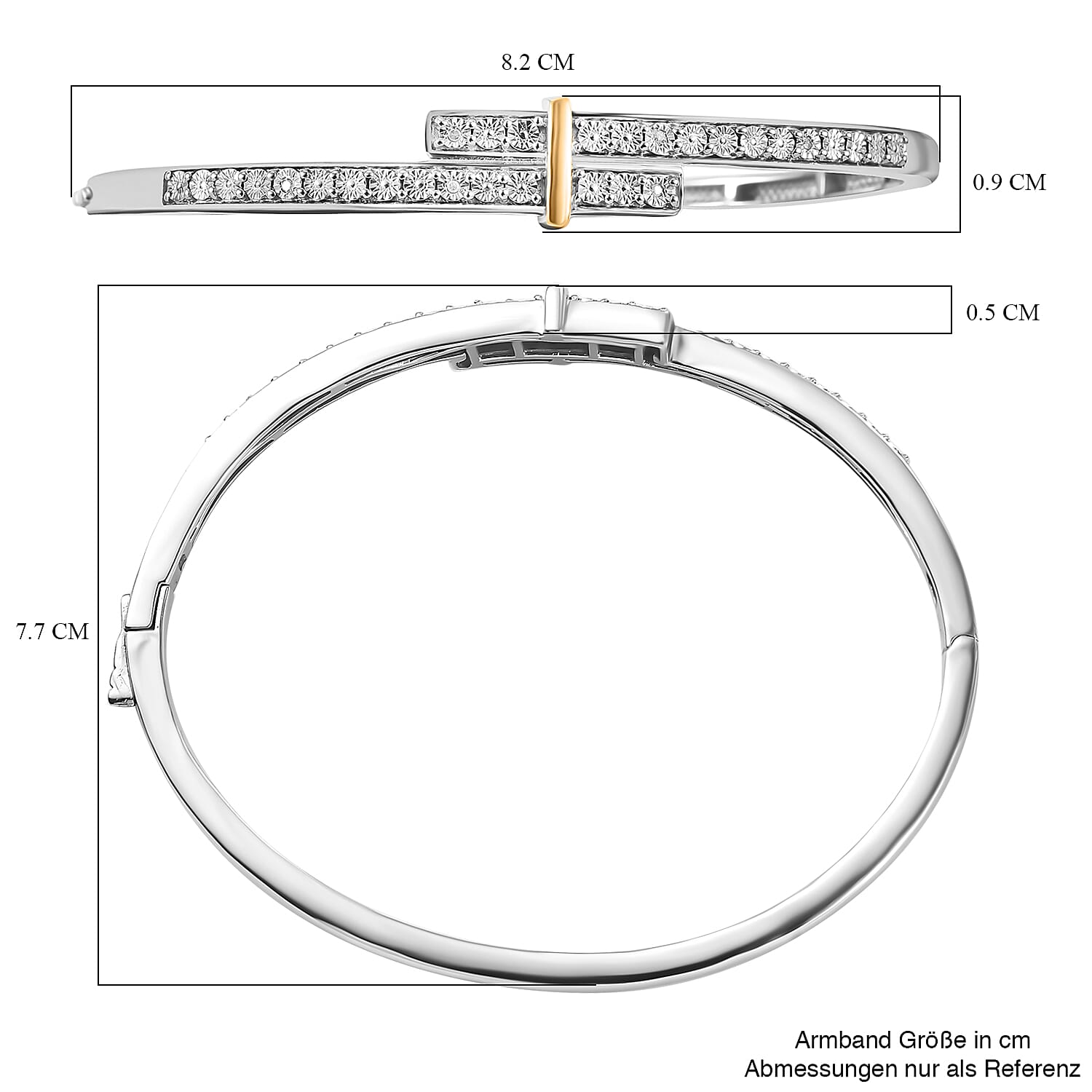 Designer Close Out - Natural White Diamond Bangle (Size - 7.5) in Two Tone