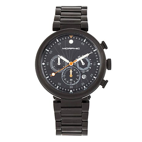 Morphic 10ATM WR Black Dial Mens Watch with Stainless Steel Strap in Black Tone