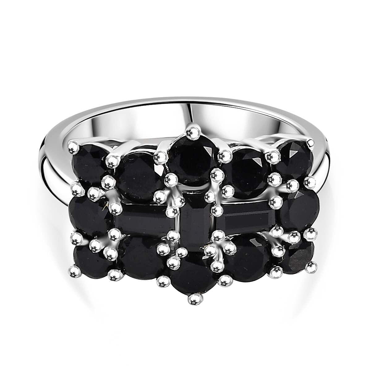 Close Out Deal- Black Spinel Boat Ring in Platinum Overlay Sterling Silver 2.46 Ct