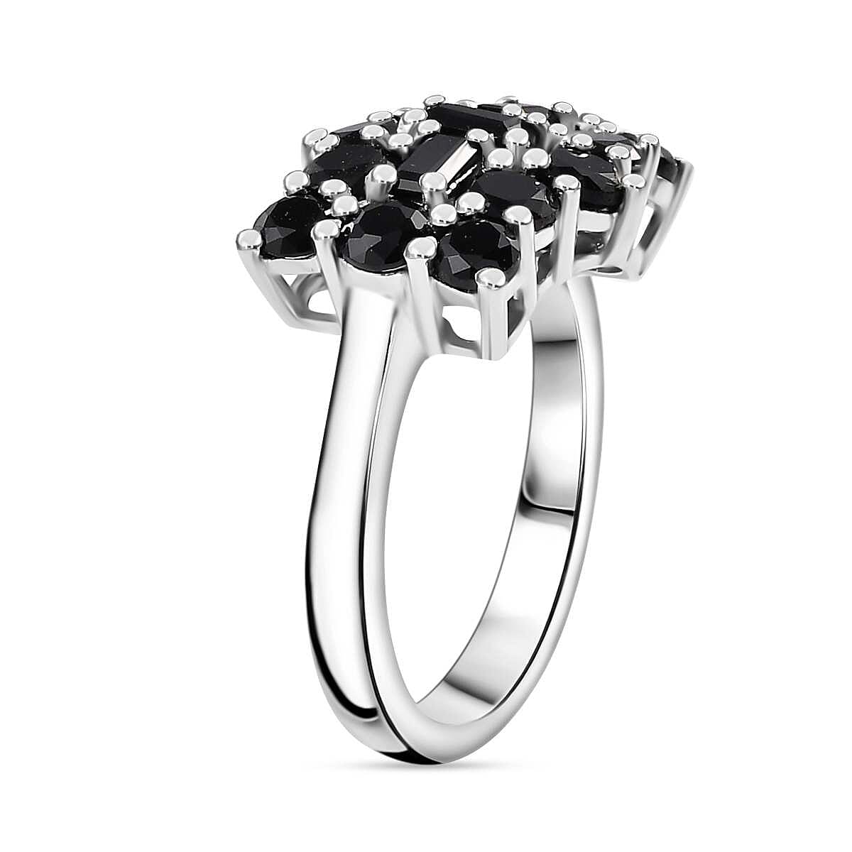 Close Out Deal- Black Spinel Boat Ring in Platinum Overlay Sterling Silver 2.46 Ct