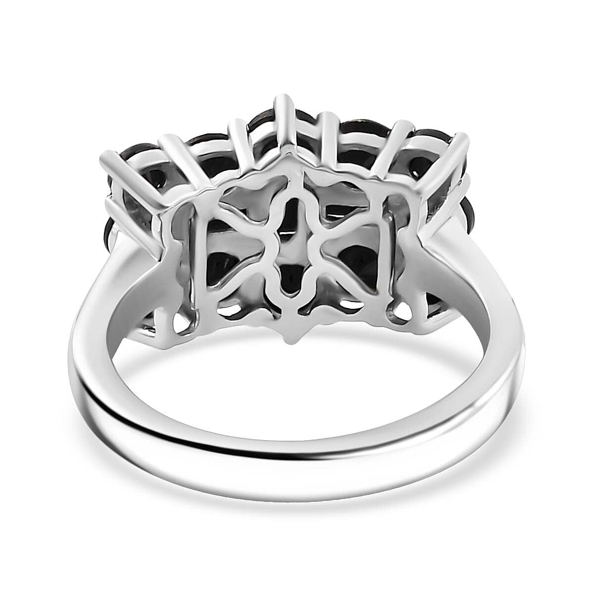 Close Out Deal- Black Spinel Boat Ring in Platinum Overlay Sterling Silver 2.46 Ct