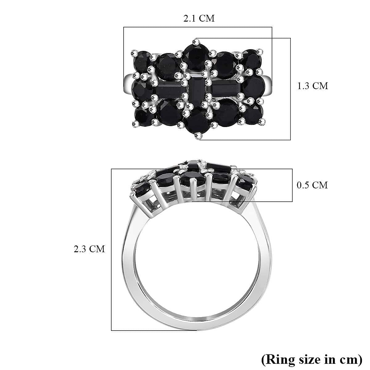Close Out Deal- Black Spinel Boat Ring in Platinum Overlay Sterling Silver 2.46 Ct