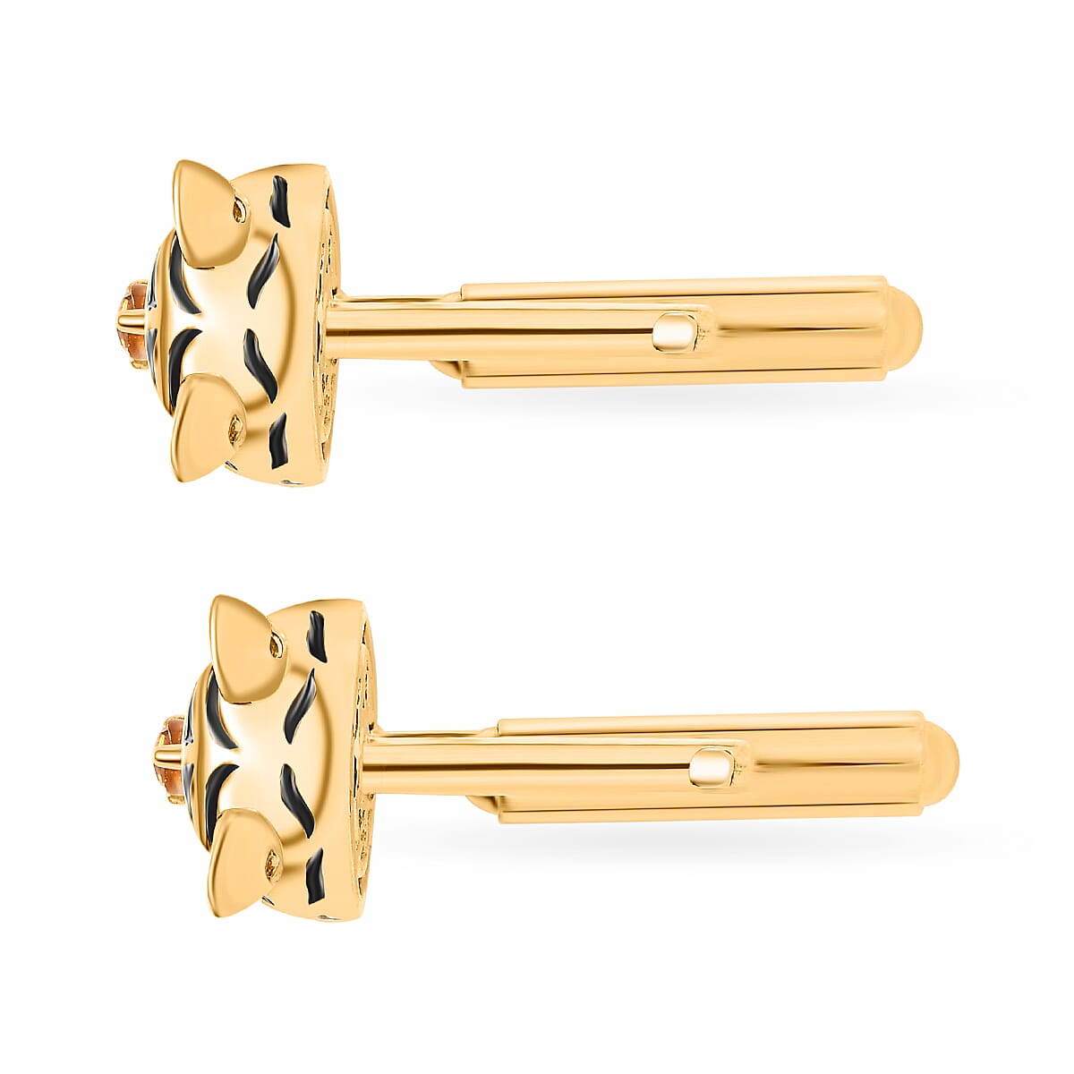 GP Italian Garden Collection - Citrine,Blue Sapphire,Black Spinel CuffLink in 18K Vermeil Yellow Gold Plated Sterling Silver 0.66 ct  0.514  Ct.