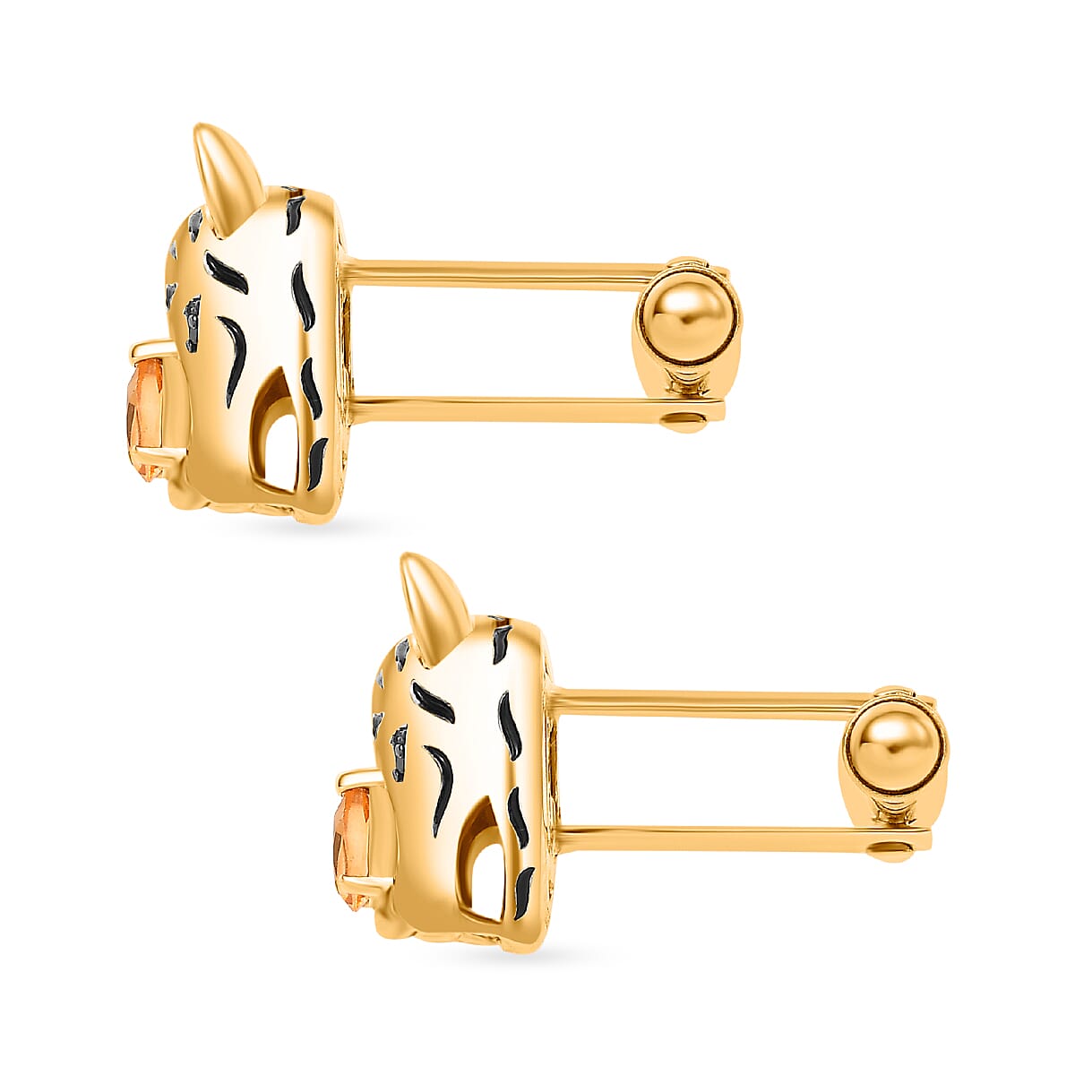GP Italian Garden Collection - Citrine,Blue Sapphire,Black Spinel CuffLink in 18K Vermeil Yellow Gold Plated Sterling Silver 0.66 ct  0.514  Ct.