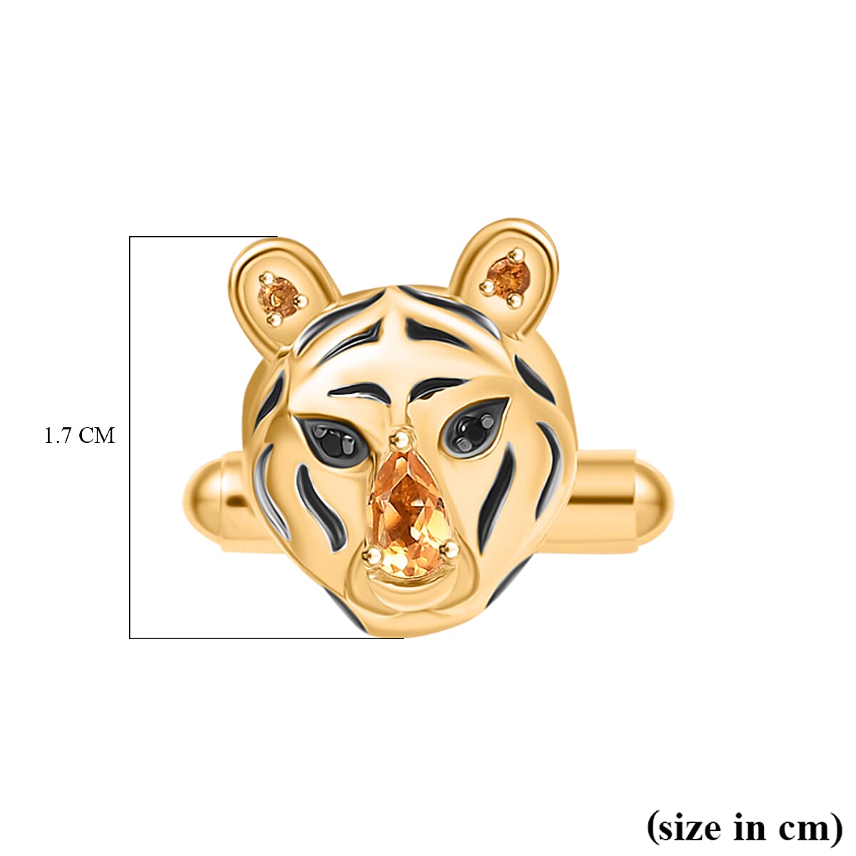 GP Italian Garden Collection - Citrine,Blue Sapphire,Black Spinel CuffLink in 18K Vermeil Yellow Gold Plated Sterling Silver 0.66 ct  0.514  Ct.