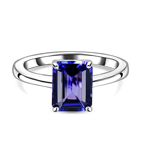 RHAPSODY 950 Platinum AAAA Tanzanite & White Diamond Solitaire Ring 2.39 Ct,  Platinum Wt. 5.34 Gms