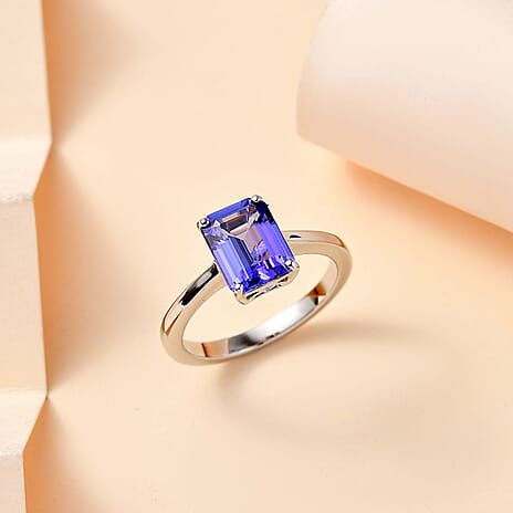 RHAPSODY 950 Platinum AAAA Tanzanite & White Diamond Solitaire Ring 2.39 Ct,  Platinum Wt. 5.34 Gms