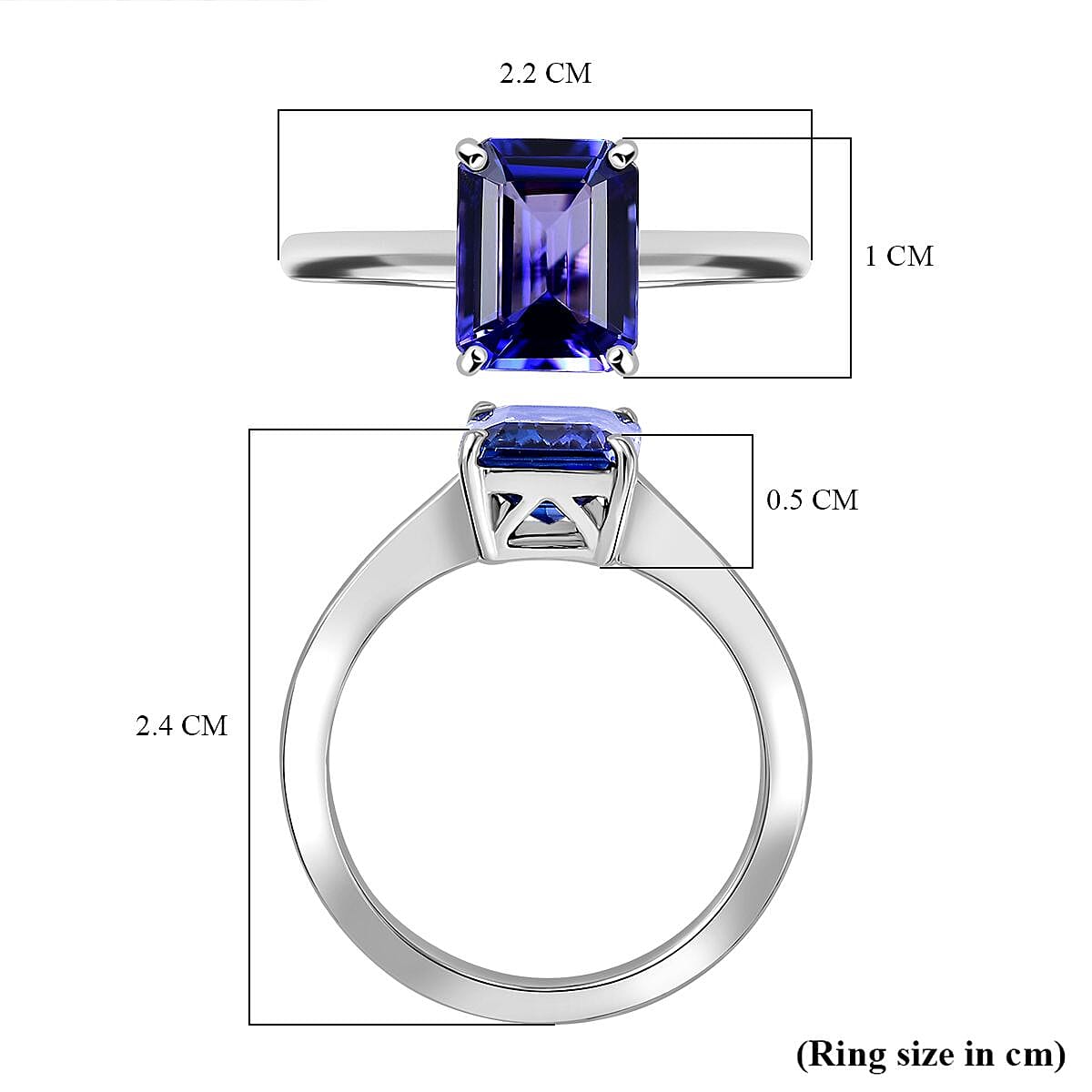 RHAPSODY 950 Platinum AAAA Tanzanite & White Diamond Solitaire Ring 2.39 Ct, Platinum Wt. 5.34 Gms RHAPSODY 950 Platinum AAAA Tanzanite & White Diamond Solitaire Ring 2.39 Ct, Platinum Wt. 5.34 Gms