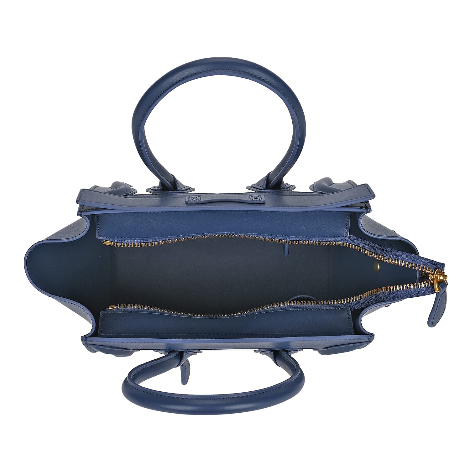 CLOSEOUT OFFER - DESIGNER INSPIRED -- - 100% Genuine Leather Crossbody Bag with Handle Drop - Navy - White