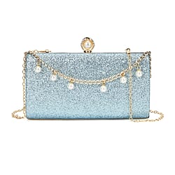 Leatherette Clutch Bag with Necklace & Bracelet (Size 22x12x4 cm) - Champagne