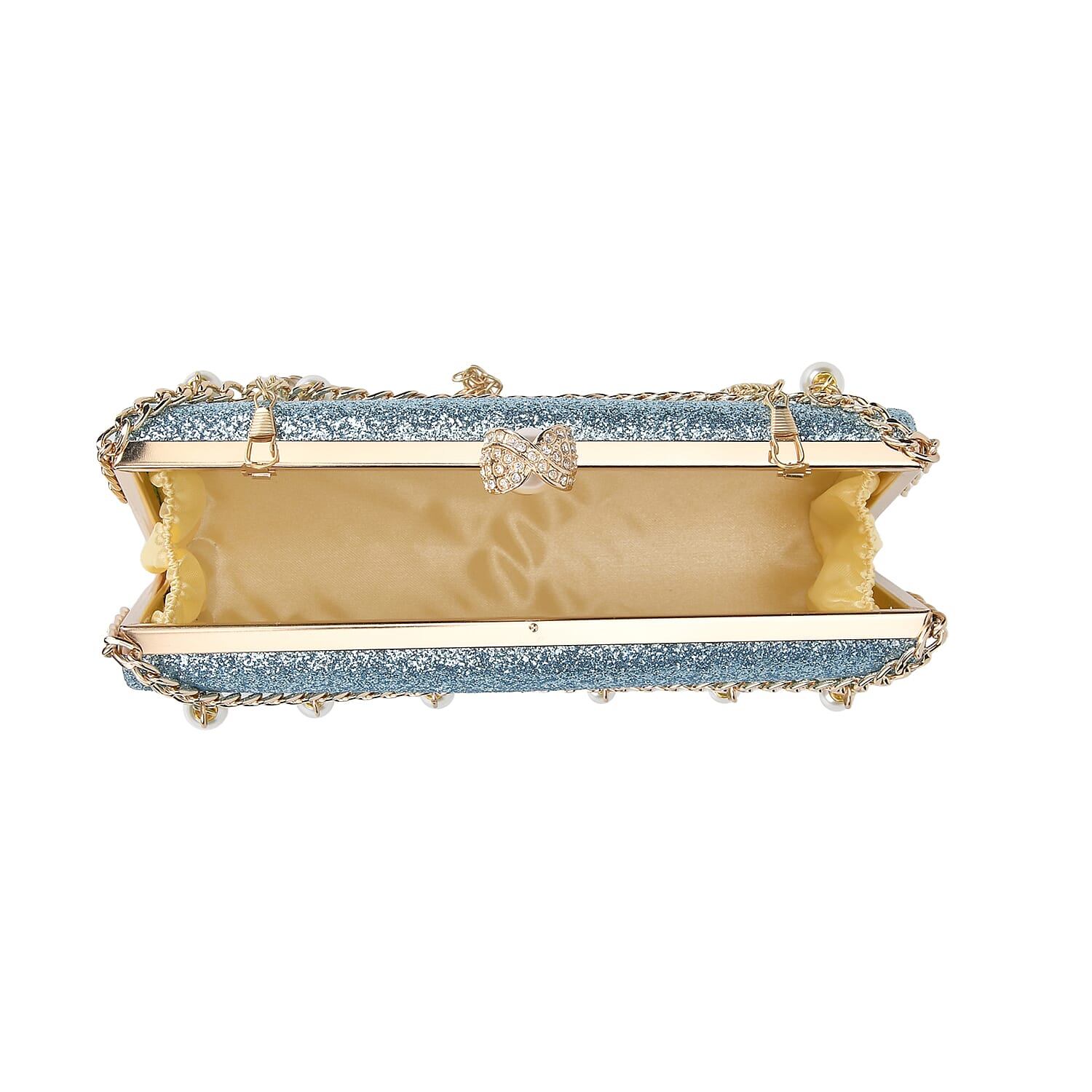 Leatherette Clutch Bag with Necklace & Bracelet (Size 22x12x4 cm) - Sky Blue