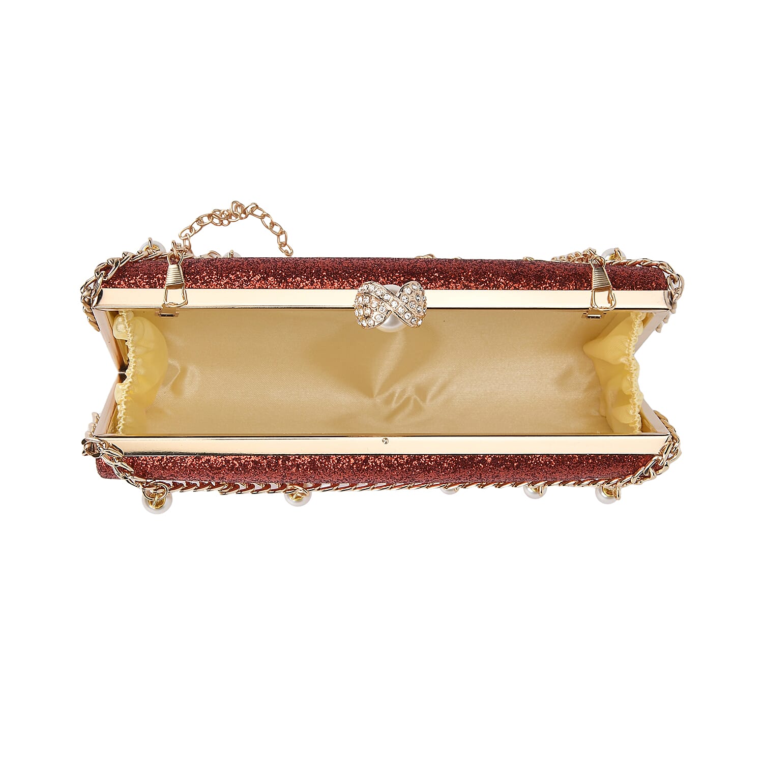 Leatherette Clutch Bag with Necklace & Bracelet (Size 22x12x4 cm) - Red